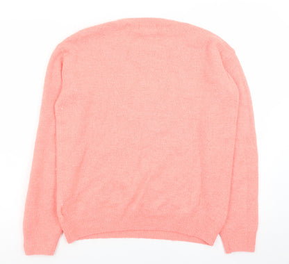 L.O.G.G. Womens Pink Mickey Mouse Crew Neck Pullover Jumper Size 8