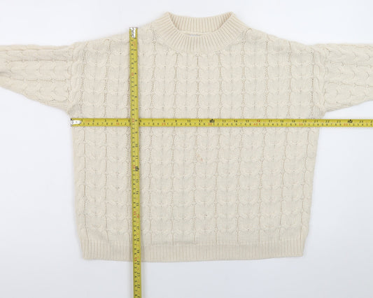 Mango Womens Ivory Cable-Knit Cotton Blend Jumper Size 8
