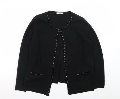 Marks and Spencer Women Black Size 18 Cardigan with Beaded Trim