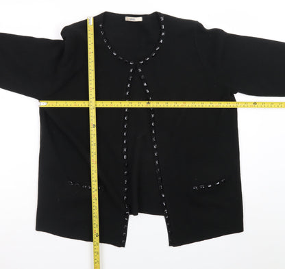 Marks and Spencer Women Black Size 18 Cardigan with Beaded Trim