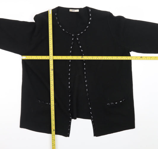 Marks and Spencer Women Black Size 18 Cardigan with Beaded Trim