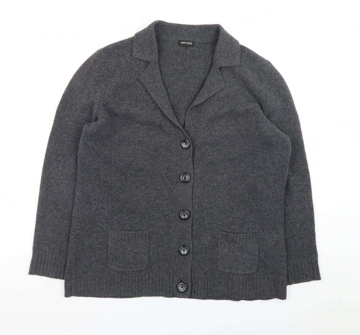 Gerry Weber Women’s Grey Wool Collared Long Sleeve Cardigan Size 18