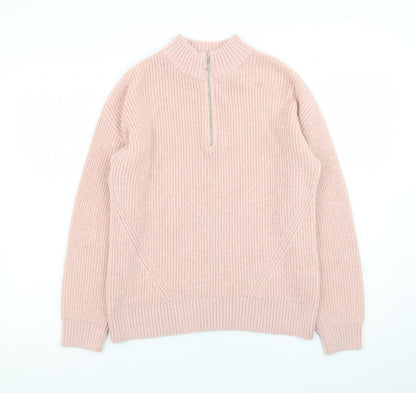 Marks and Spencer Women’s Pink Mock Neck Half Zip Jumper Size 10