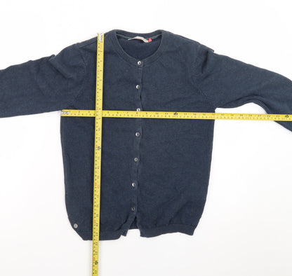 Brakeburn Womens Blue Crew Neck Button Cardigan Size M