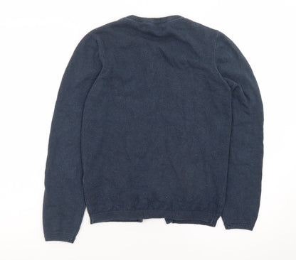Brakeburn Womens Blue Crew Neck Button Cardigan Size M