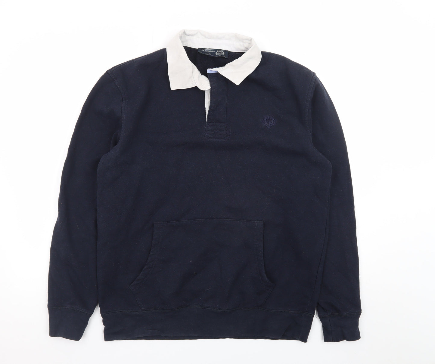 Paul Costelloe Men’s Blue Long Sleeve Rugby Polo Shirt M