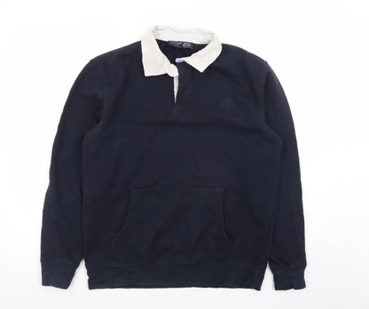 Paul Costelloe Men’s Blue Long Sleeve Rugby Polo Shirt M