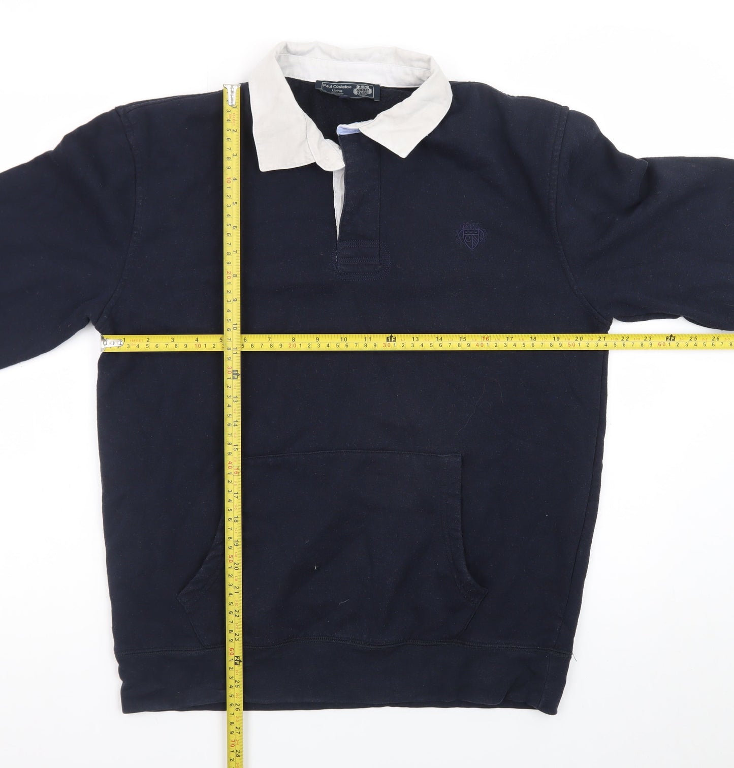 Paul Costelloe Men’s Blue Long Sleeve Rugby Polo Shirt M