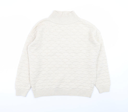 Next Women Ivory Mock Neck Knit Jumper Size M