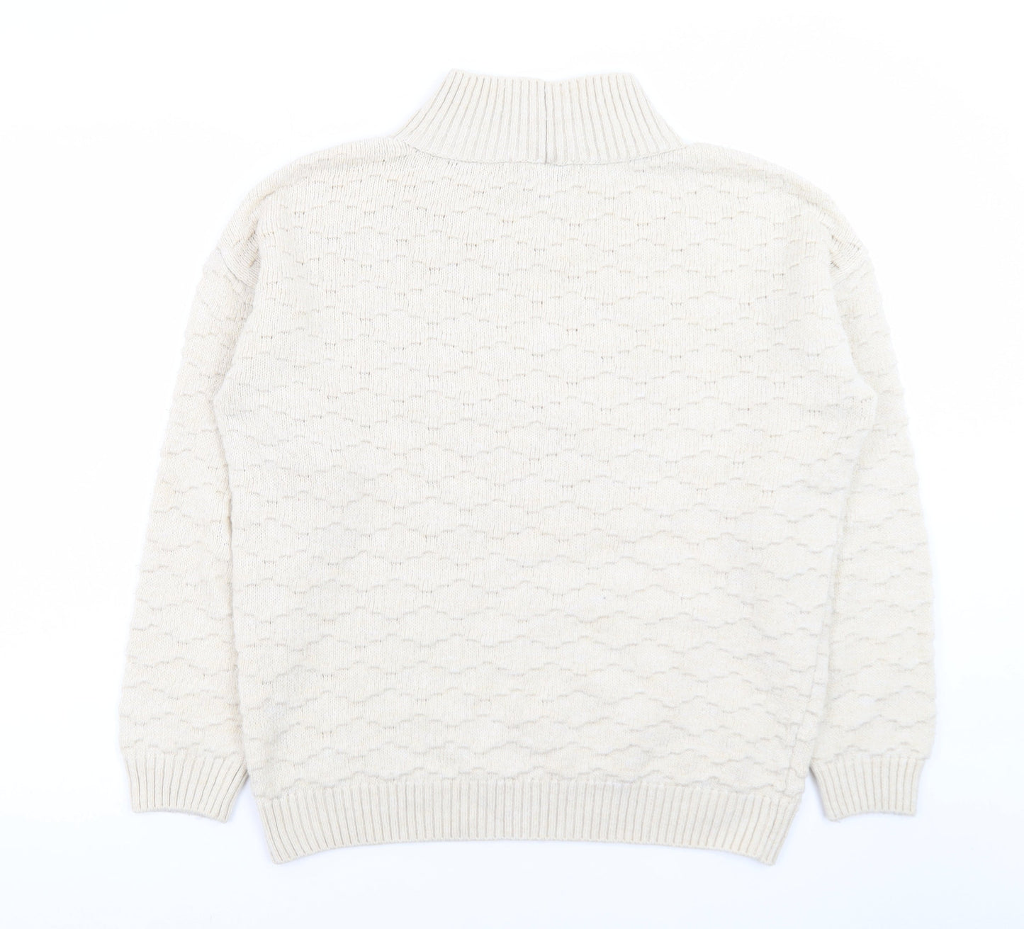 Next Women Ivory Mock Neck Knit Jumper Size M