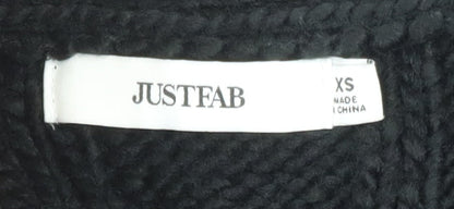 JustFab Women Black XS Cable-Knit Long Sleeve Button Cardigan