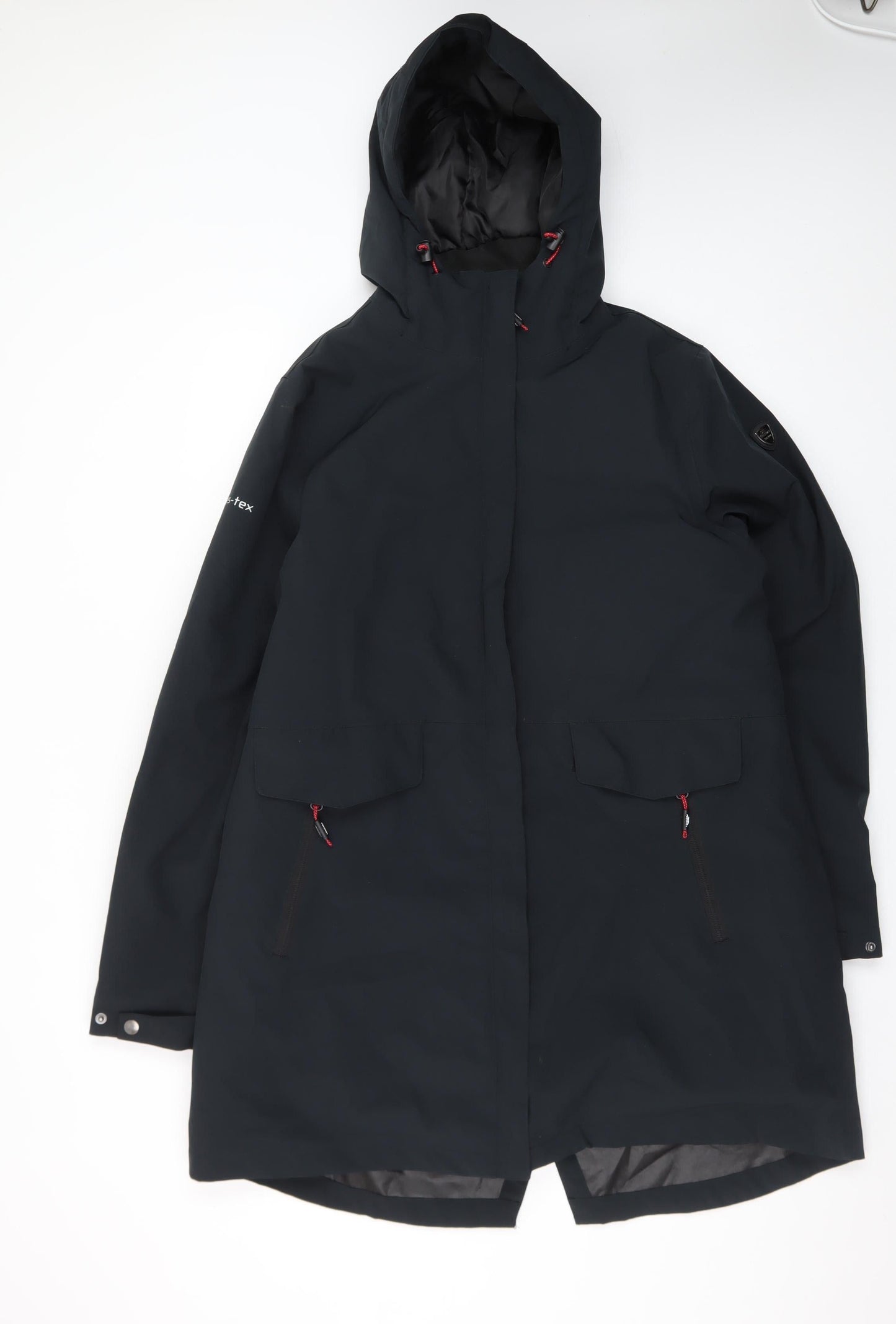 Trespass Womens Black Waterproof Long Hooded Rain Coat XL