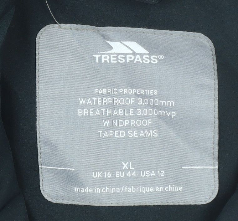 Trespass Womens Black Waterproof Long Hooded Rain Coat XL
