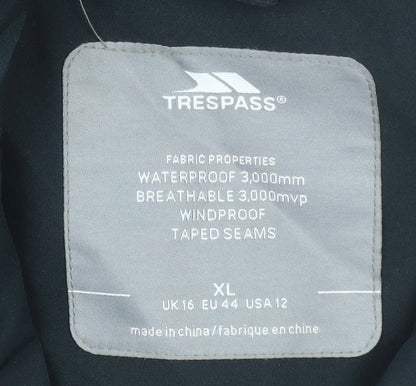 Trespass Womens Black Waterproof Long Hooded Rain Coat XL
