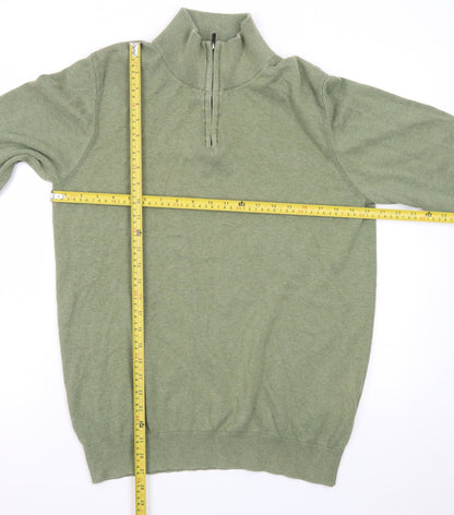 Boston Brothers Mens Green XL 1/4 Zip High Neck Cotton Jumper