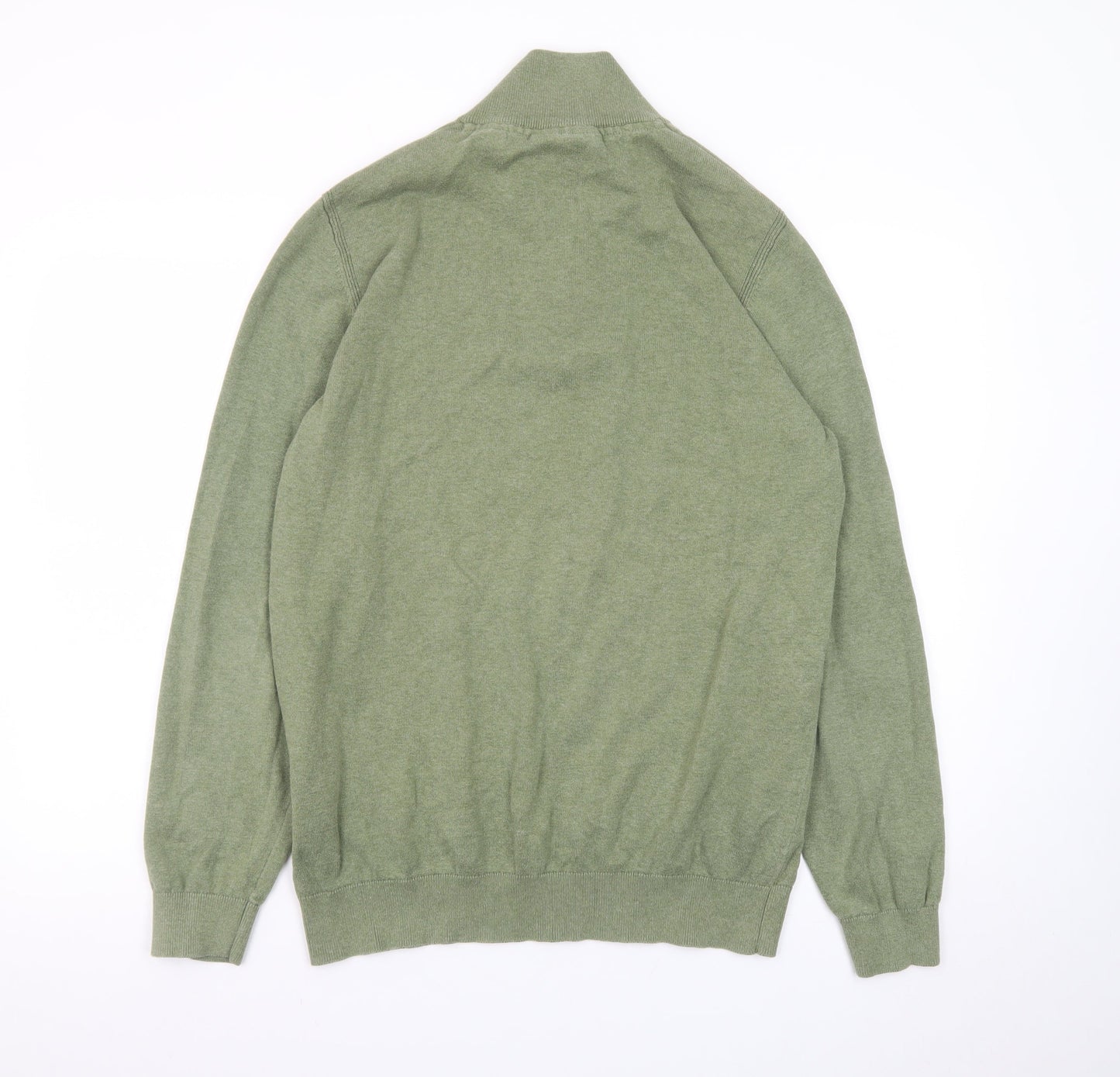 Boston Brothers Mens Green XL 1/4 Zip High Neck Cotton Jumper