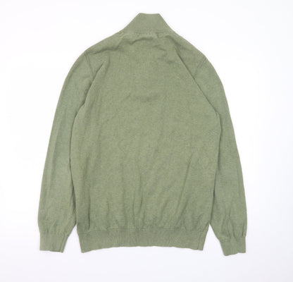 Boston Brothers Mens Green XL 1/4 Zip High Neck Cotton Jumper