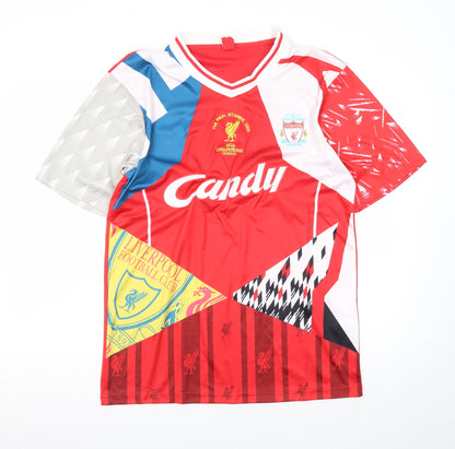 Liverpool FC Men's Red Graphic Candy Replica T-Shirt L Short Sleeve Polyester