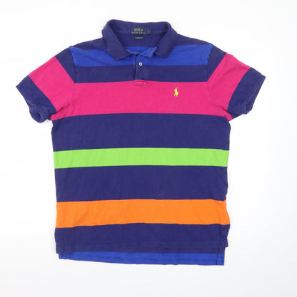 Ralph Lauren Men's Multicoloured Striped Cotton Polo Shirt L