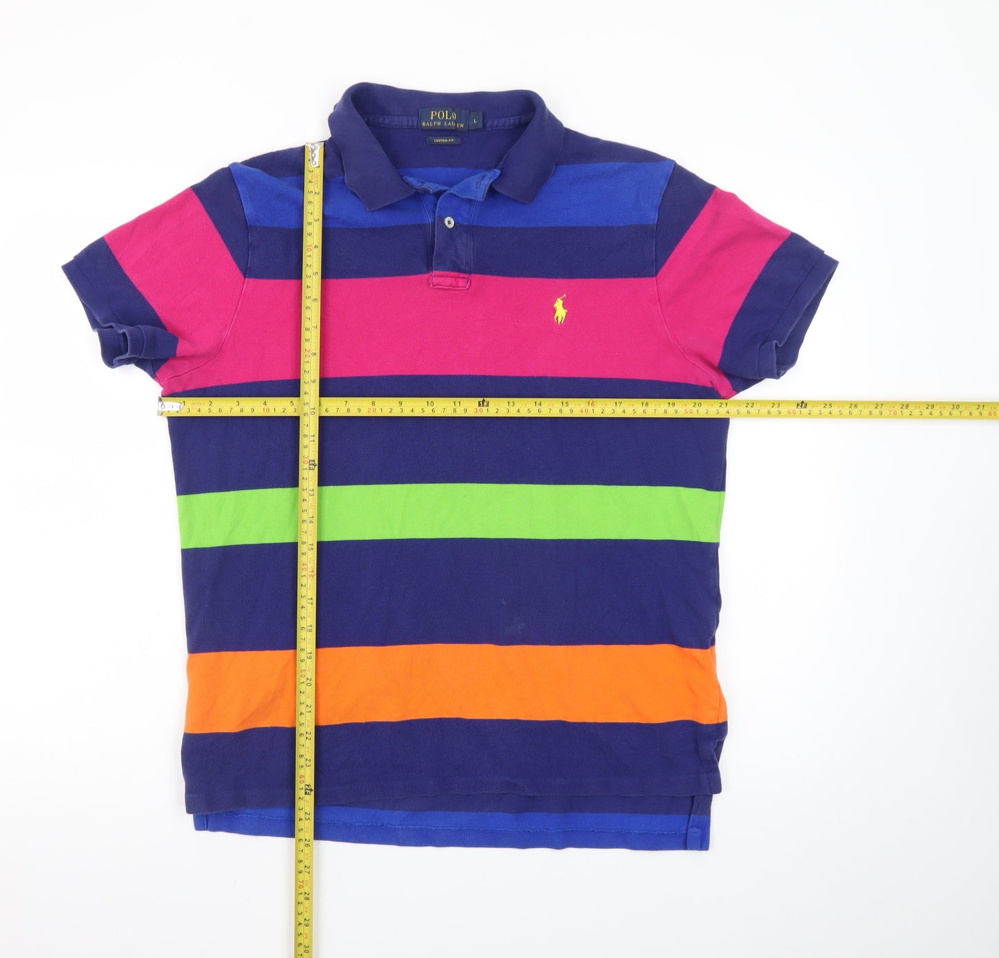 Ralph Lauren Men's Multicoloured Striped Cotton Polo Shirt L