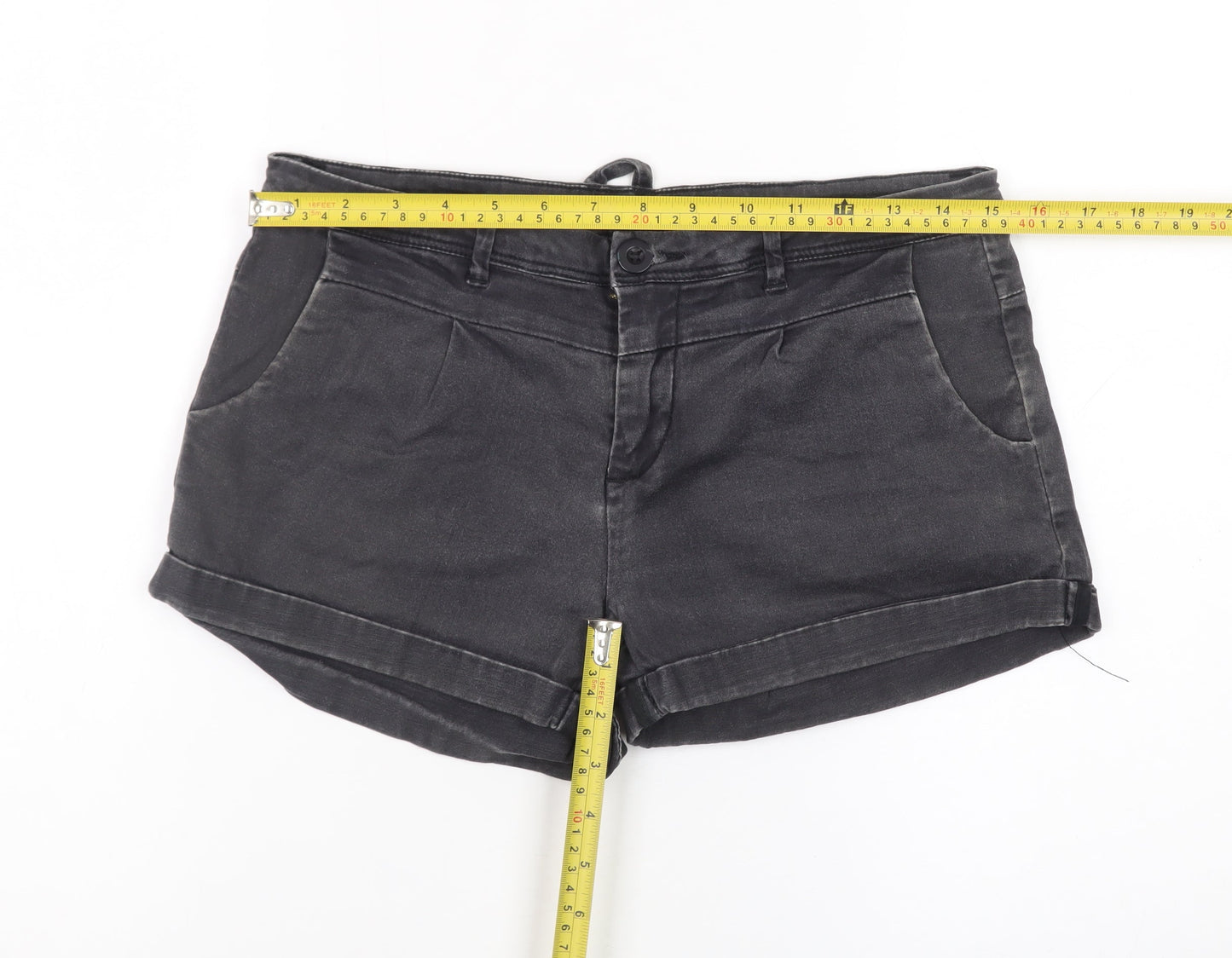 Mossimo Womens Black Chino Shorts Size L Denim Stretch Casual