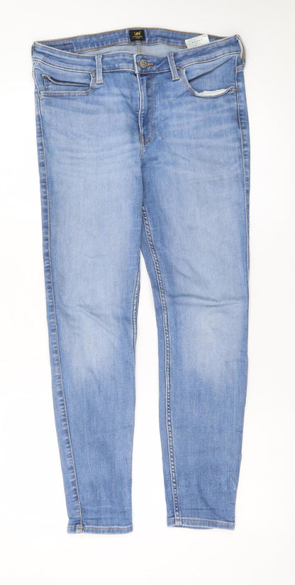 Lee Women’s Blue Skinny Jeans Size 16 Mid Rise Stretch Denim