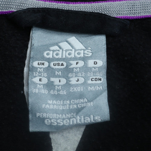 Adidas Women's Black Pink Striped Full Zip Hoodie Size M