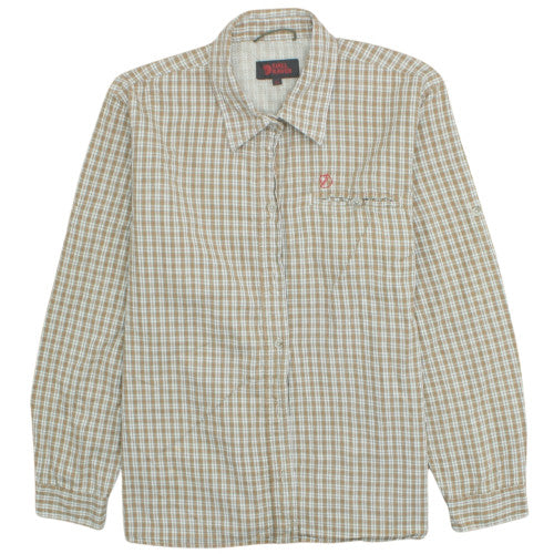 Fjällräven Men's Beige Check Long Sleeve Cotton Button-Up Shirt XL