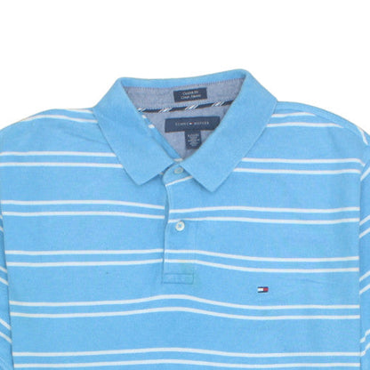 Tommy Hilfiger Men's Blue Striped Cotton Polo Shirt XL