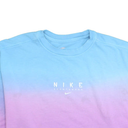 Nike Men's Blue Purple Ombre Oversized T-Shirt - L Cotton Crew Neck
