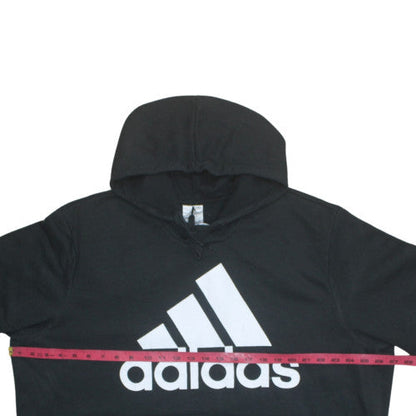 Adidas Mens Black 2XL Pullover Hoodie with Logo Print