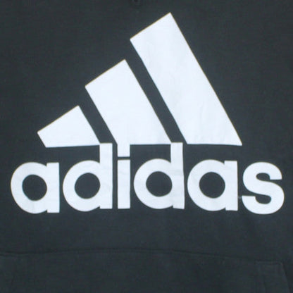 Adidas Mens Black 2XL Pullover Hoodie with Logo Print