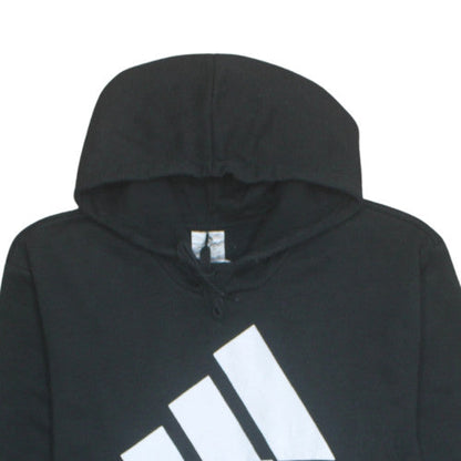 Adidas Mens Black 2XL Pullover Hoodie with Logo Print