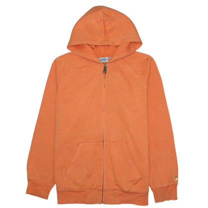 Carhartt Men’s Orange Full Zip Hooded Sweatshirt L Heavyweight Fleece