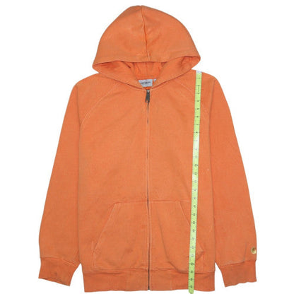 Carhartt Men’s Orange Full Zip Hooded Sweatshirt L Heavyweight Fleece