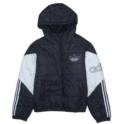 adidas Womens Black Puffer Jacket Size 16 Hooded Quilted Coat