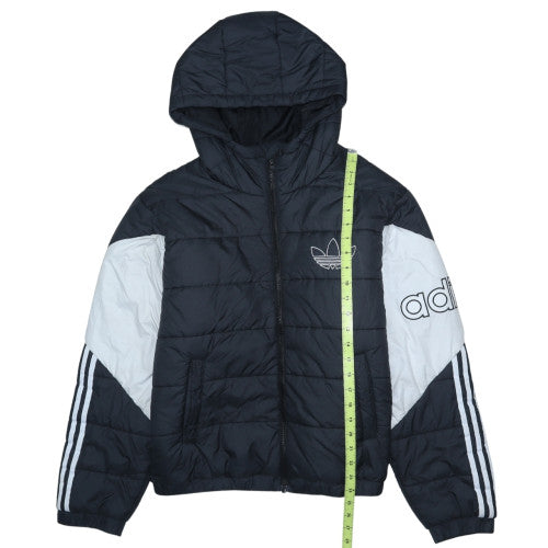 adidas Womens Black Puffer Jacket Size 16 Hooded Quilted Coat