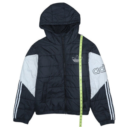 adidas Womens Black Puffer Jacket Size 16 Hooded Quilted Coat