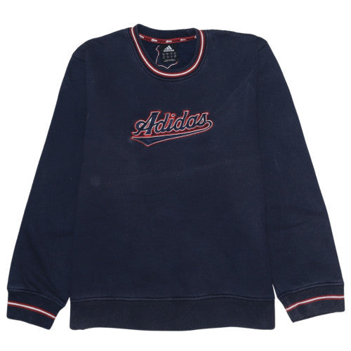 Adidas Men Blue Embroidered Crew Neck Pullover Sweatshirt M