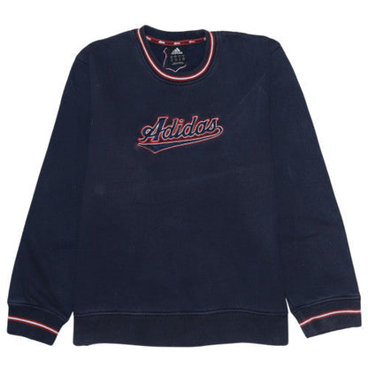 Adidas Men Blue Embroidered Crew Neck Pullover Sweatshirt M