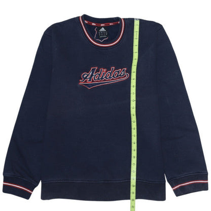 Adidas Men Blue Embroidered Crew Neck Pullover Sweatshirt M