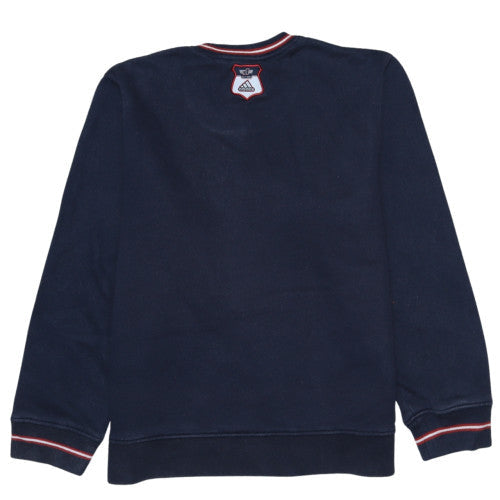 Adidas Men Blue Embroidered Crew Neck Pullover Sweatshirt M
