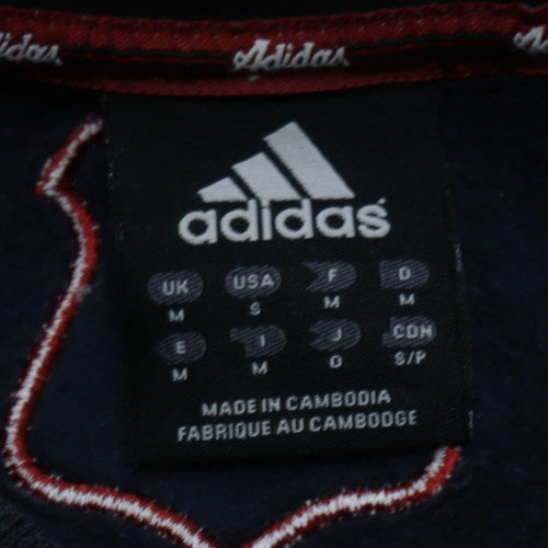 Adidas Men Blue Embroidered Crew Neck Pullover Sweatshirt M