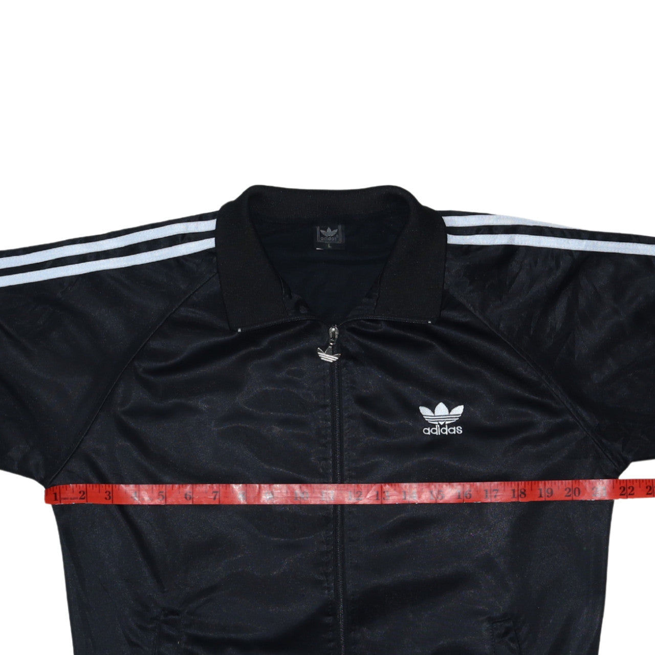 adidas Mens Black Track Jacket Size L Retro Full Zip 3-Stripes