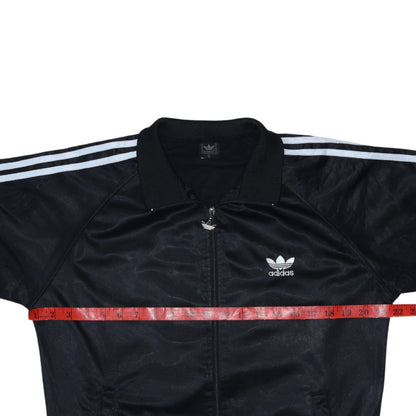 adidas Mens Black Track Jacket Size L Retro Full Zip 3-Stripes