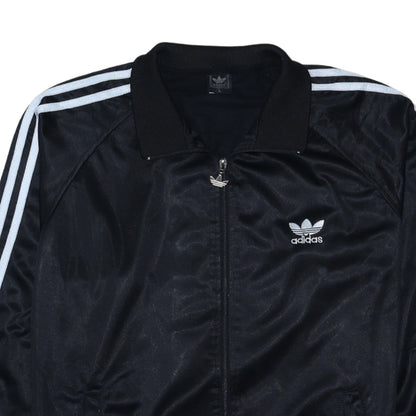 adidas Mens Black Track Jacket Size L Retro Full Zip 3-Stripes