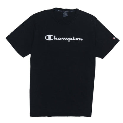 Champion Men's Black 4XL Crew Neck Cotton Logo T-Shirt