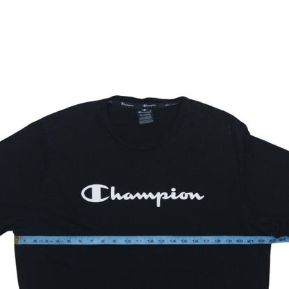 Champion Men's Black 4XL Crew Neck Cotton Logo T-Shirt