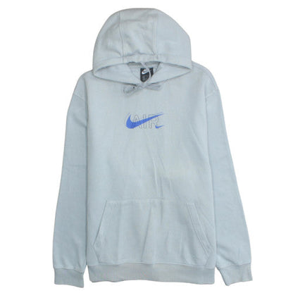 Nike Men's Grey XL Pullover Hoodie with Blue Air Logo Graphic