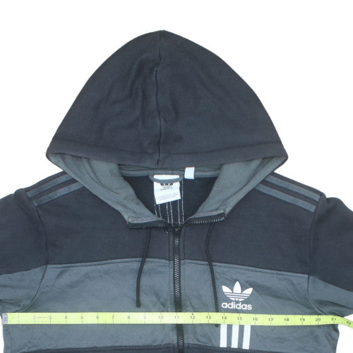 Adidas Men Black Grey Full Zip Hoodie Medium Hooded Sweatshirt
